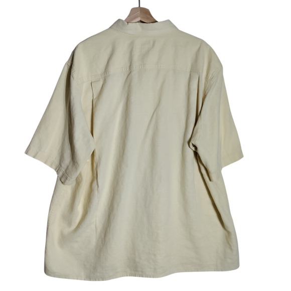 Duluth Trading Co Yellow Cotton & Hemp Short Sleeve Button Front Shirt Sz 2XLT - Picture 2 of 6
